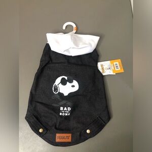 Peanuts Snoopy Bad to the Bone Black Denim Hooded Vest Pet/Dog NWT